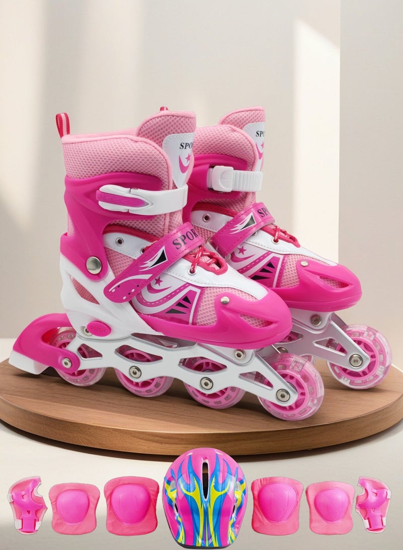 إيزي فيتشور أحذية تزلج إيزي فيوتشر، زلاجات قابلة للتعديل للأطفال، عجلات LED وامضة، زلاجات للأولاد والبنات المبتدئين، تتضمن مجموعة كاملة من معدات الحماية، رقم 1301H - Image 1